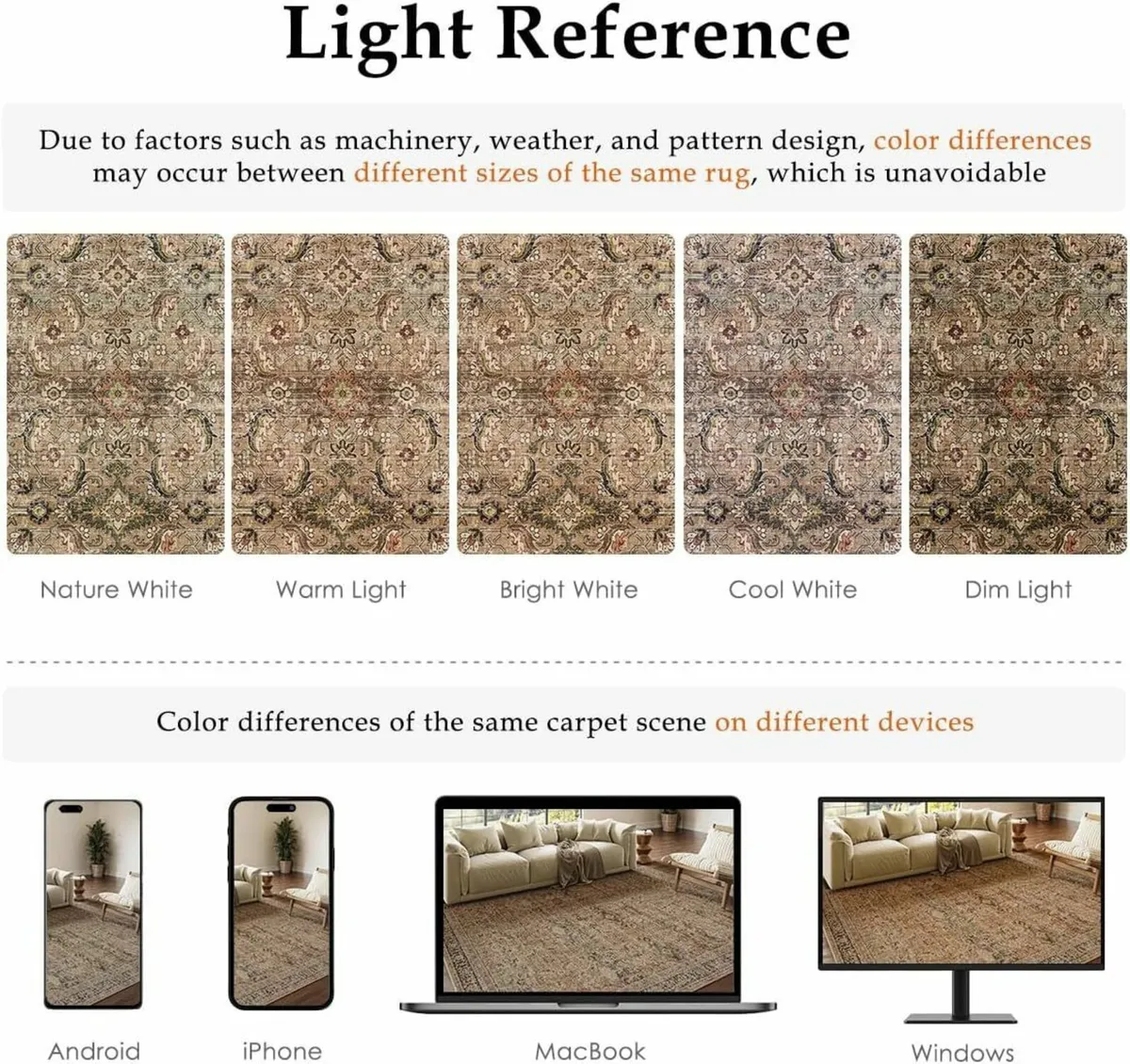 Vintage Rugs Living Room Brown Large Area Rug - Image 2