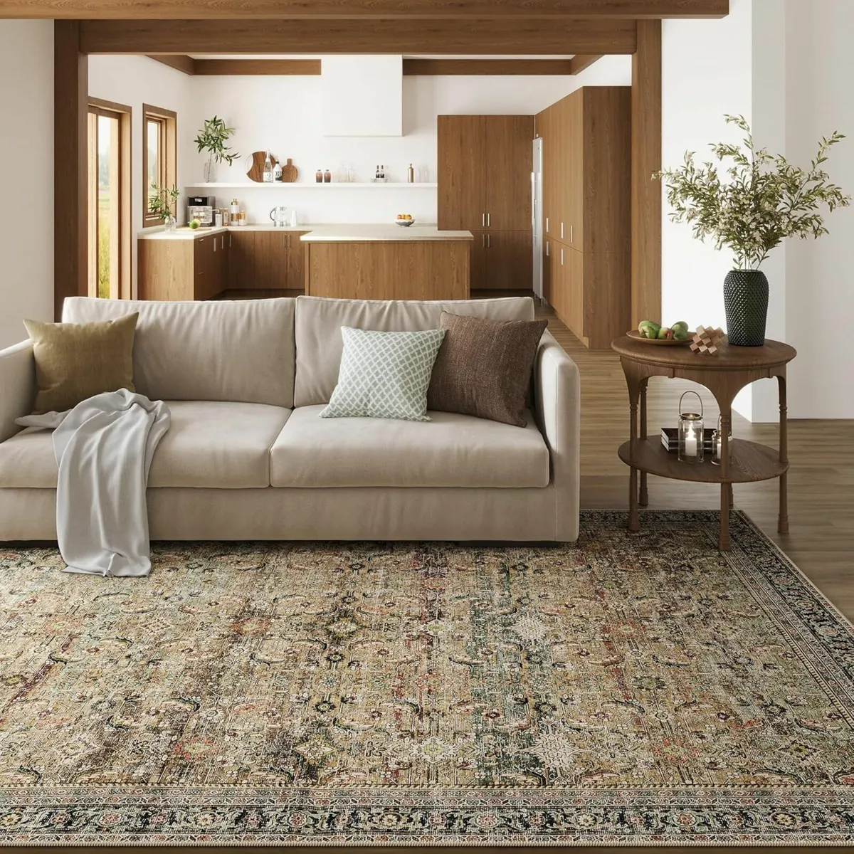 Vintage Rugs Living Room Brown Large Area Rug - Image 4