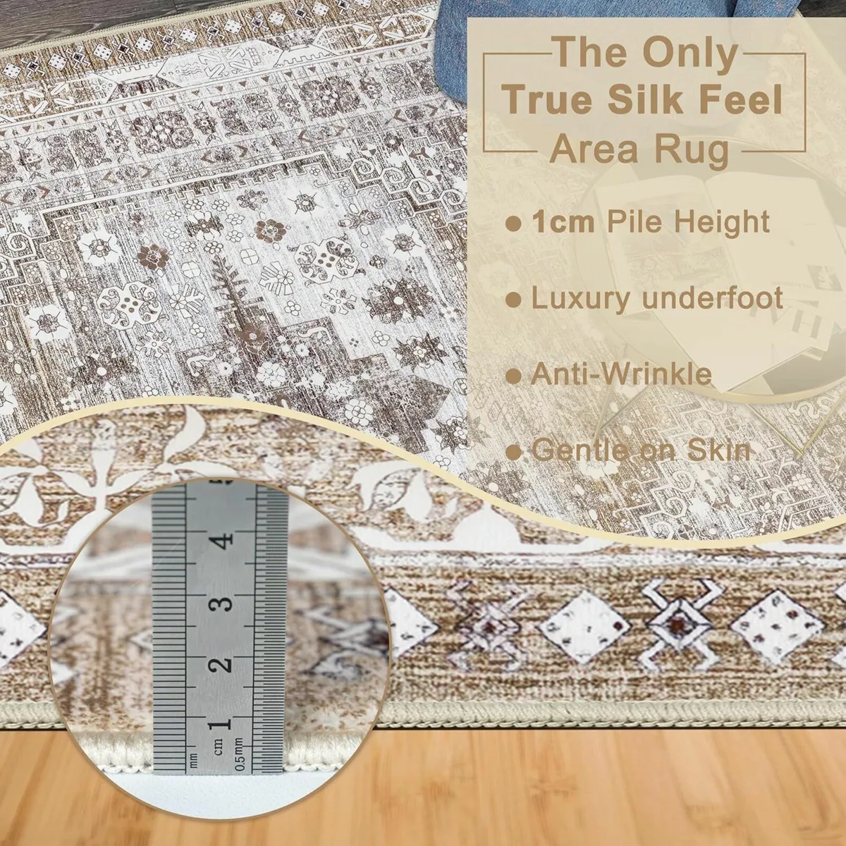 Washable Rugs Living Room 160x230cm Distressed - Image 4