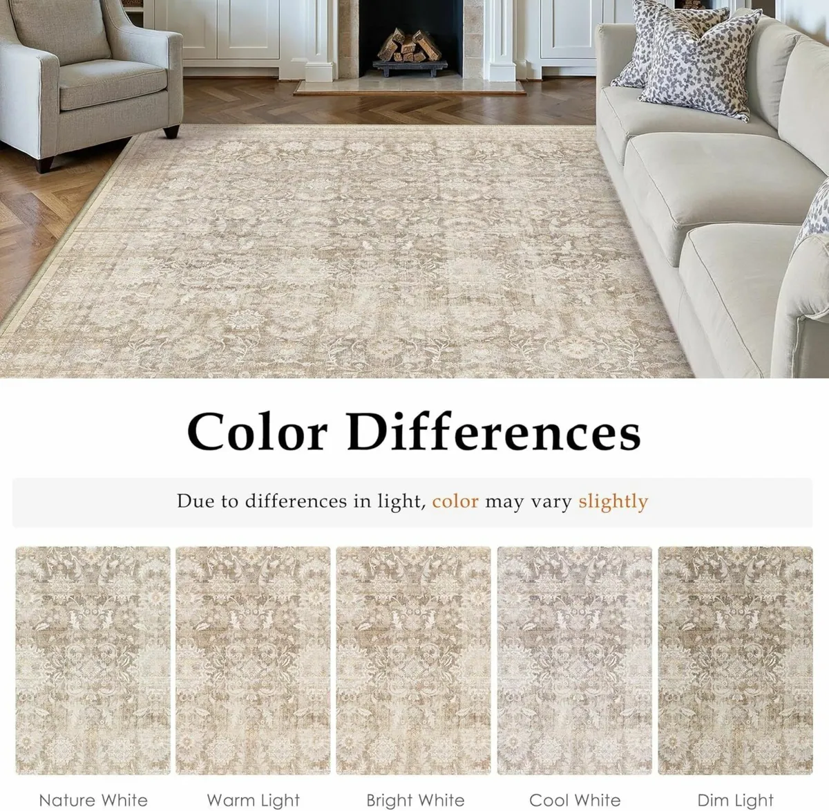 Beige Living Room Area Rug 240x300 cm Machine - Image 2