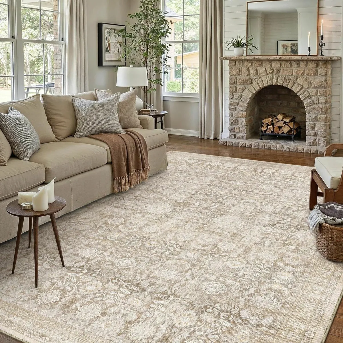Beige Living Room Area Rug 240x300 cm Machine - Image 4