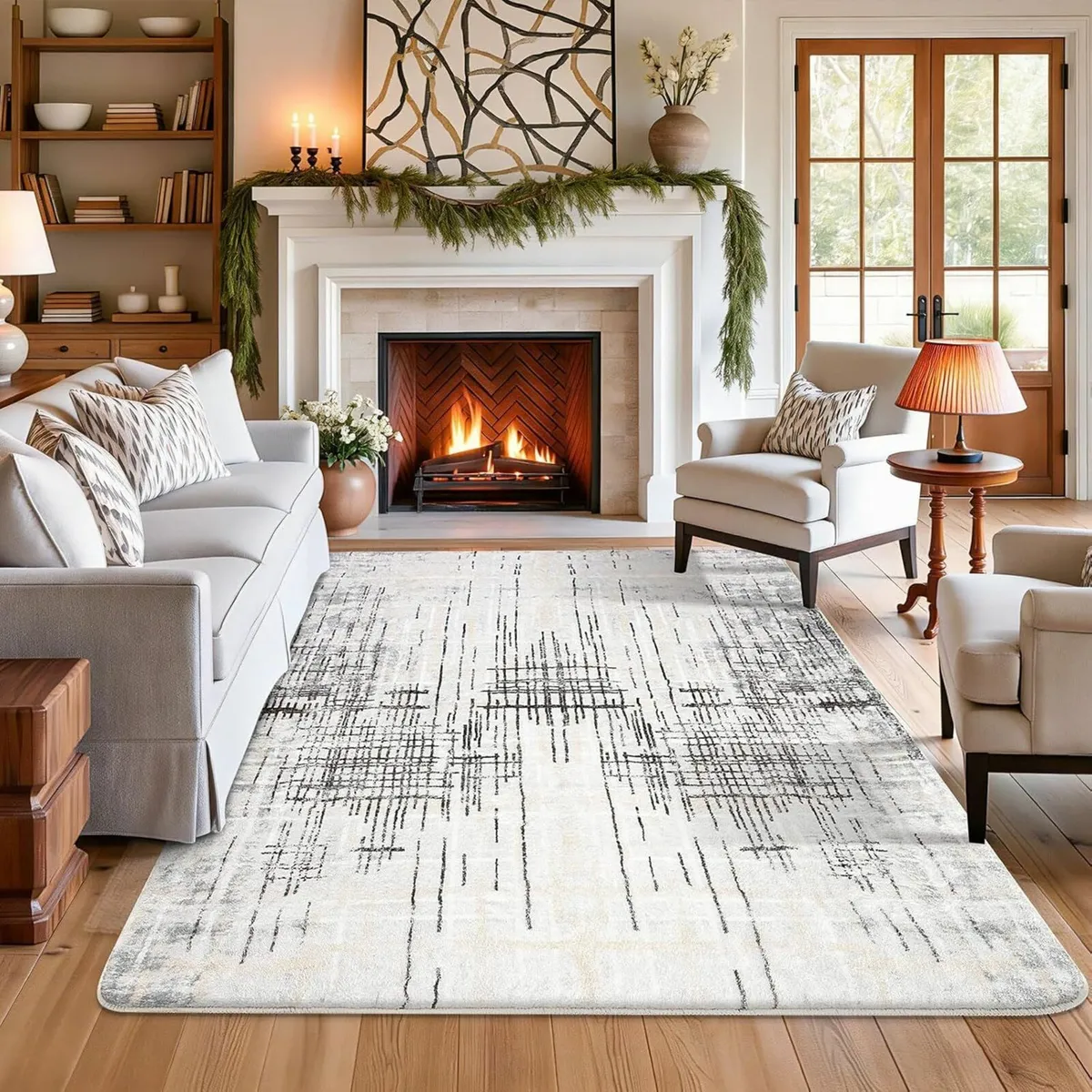 Area Rug Living Room Rugs Grey Modern Luxury Soft - Image 1