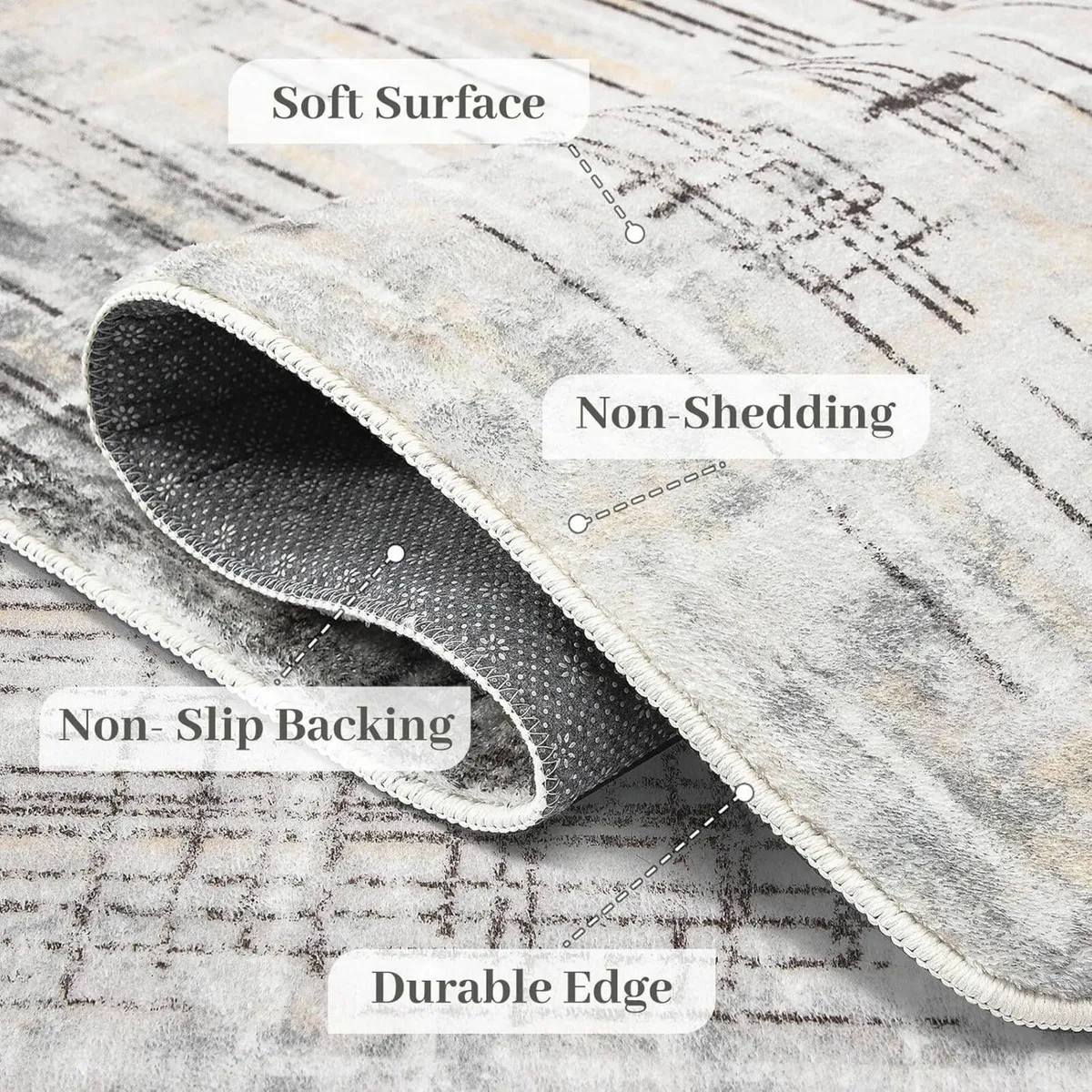 Area Rug Living Room Rugs Grey Modern Luxury Soft - Image 3