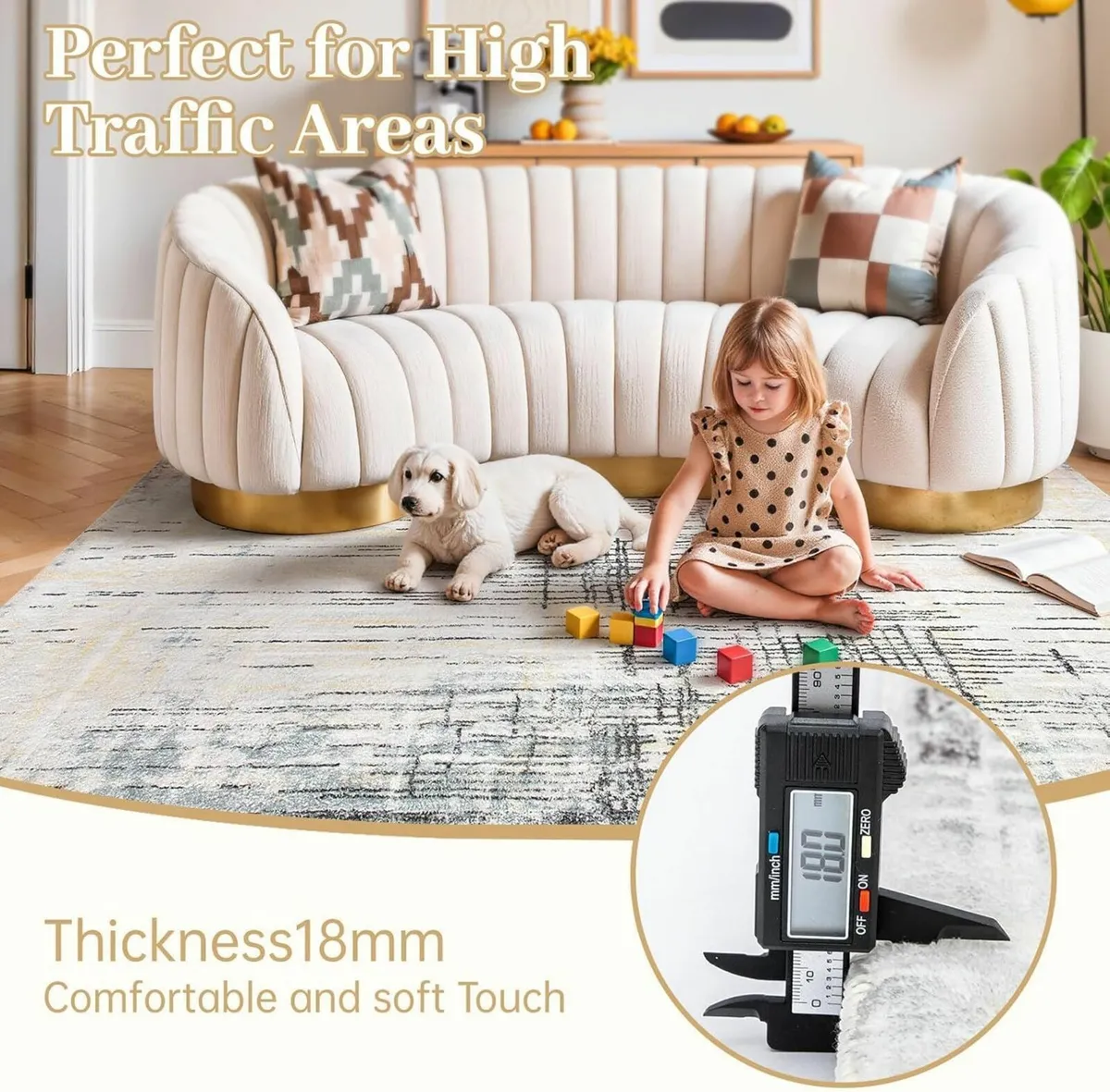 Area Rug Living Room Rugs Grey Modern Luxury Soft - Image 4