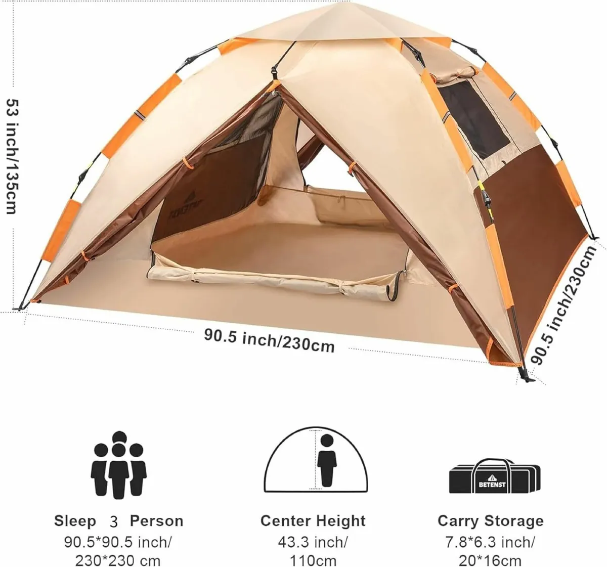Camping Tent Pop up 3 Person Family Dome Waterproo - Image 4