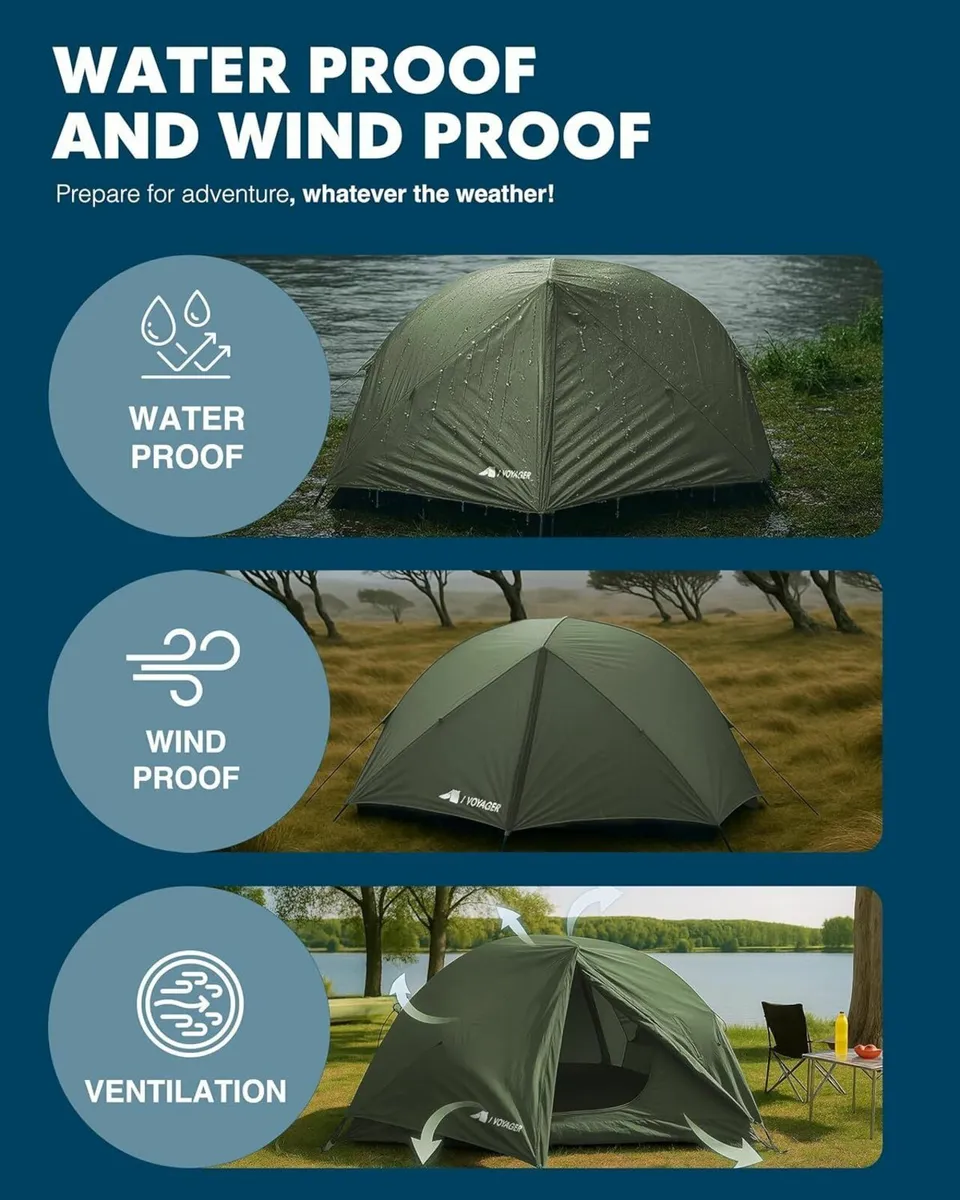 2 Man Tent - Waterproof Windproof Quick Setup - Image 3