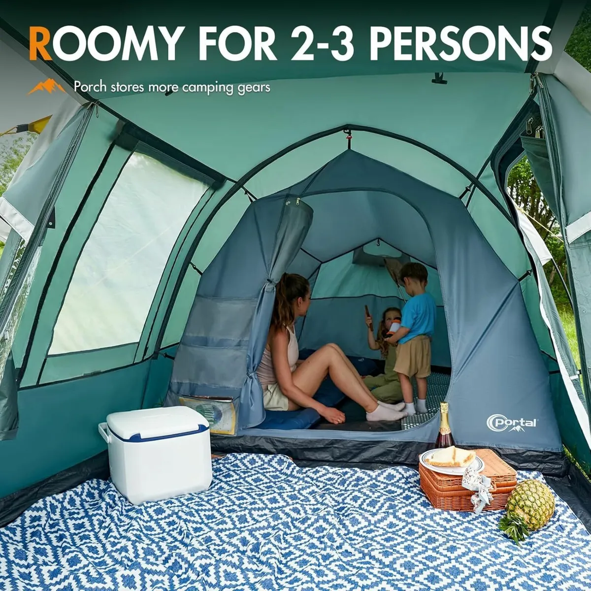 2-3 Man Tent Luxury 3000mm Waterproof with Porch - Image 3