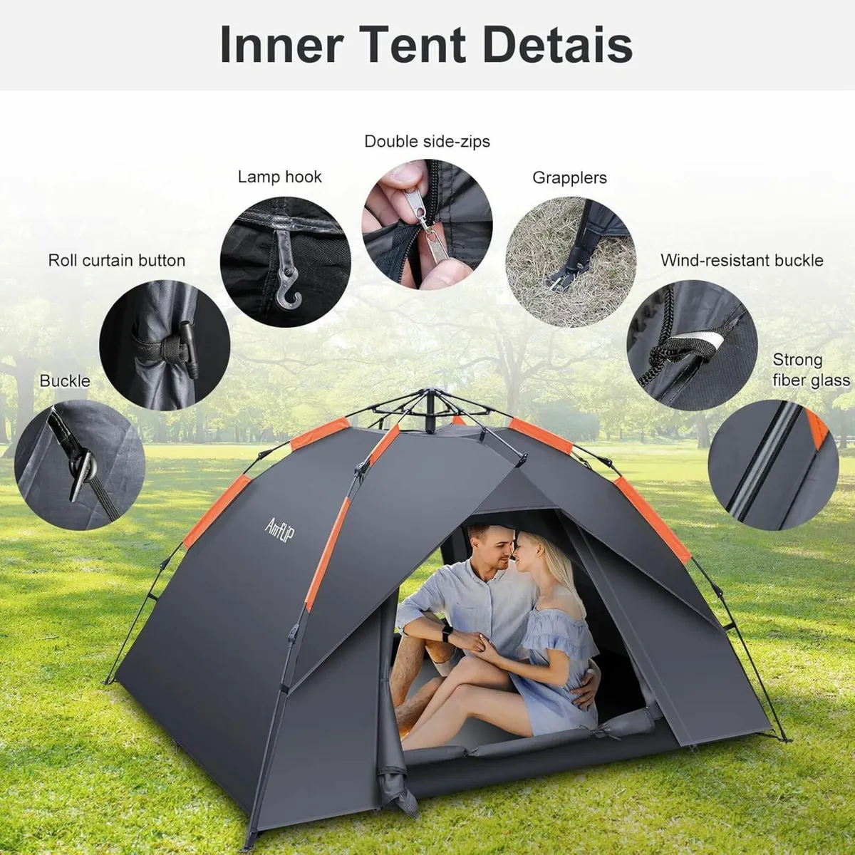 Camping Tent Automatic 3 Man Person Instant Pop - Image 3