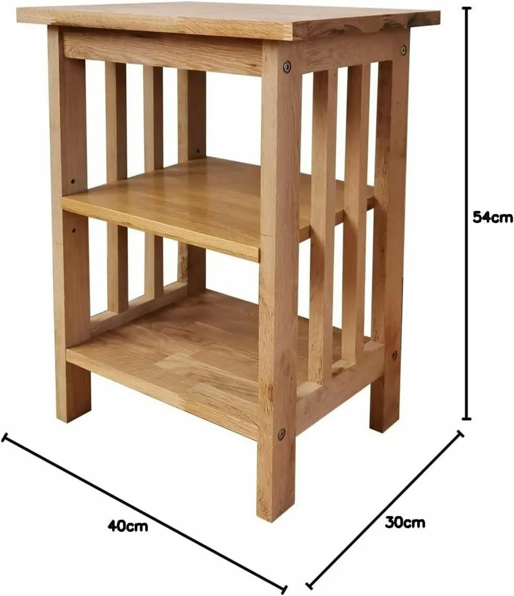 OAK Side Table 2 Storage Shelves Night End Grid - Image 3