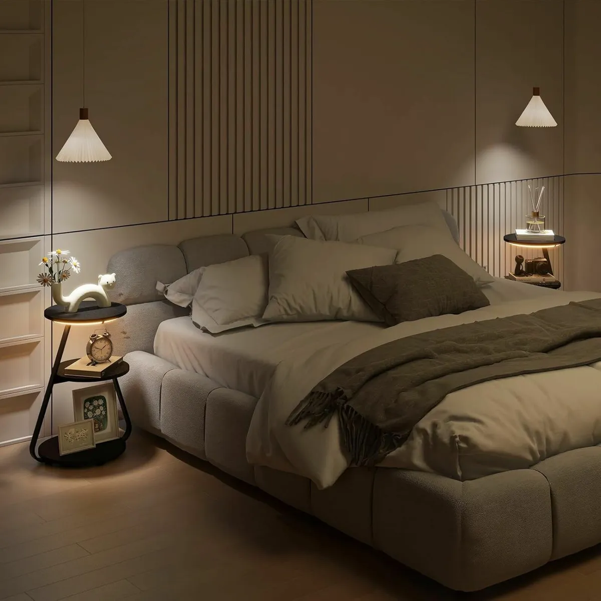 Side Table Set of 2 Bedside Small Coffee with 3 - Image 2