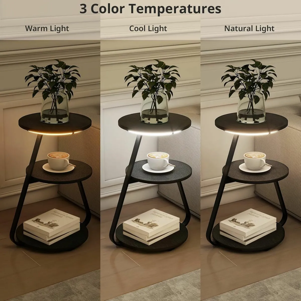 Side Table Set of 2 Bedside Small Coffee with 3 - Image 4