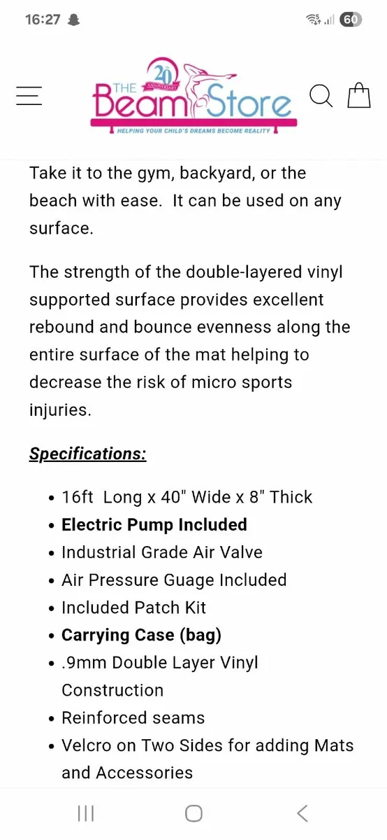 Gymnastics  16ft Airtrack - Image 4