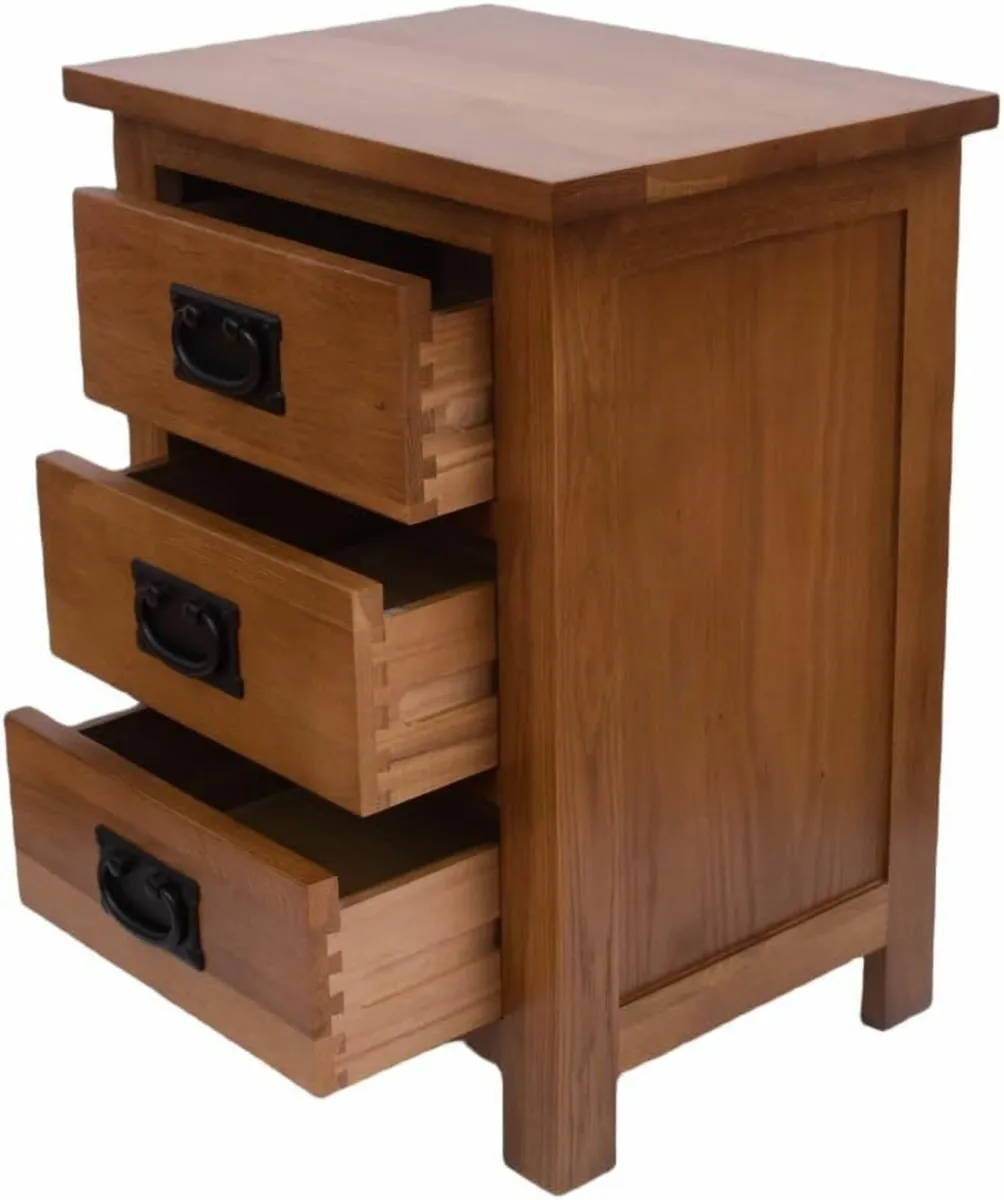 3 Drawers Simple Bedside Table Cabinet Modern - Image 1