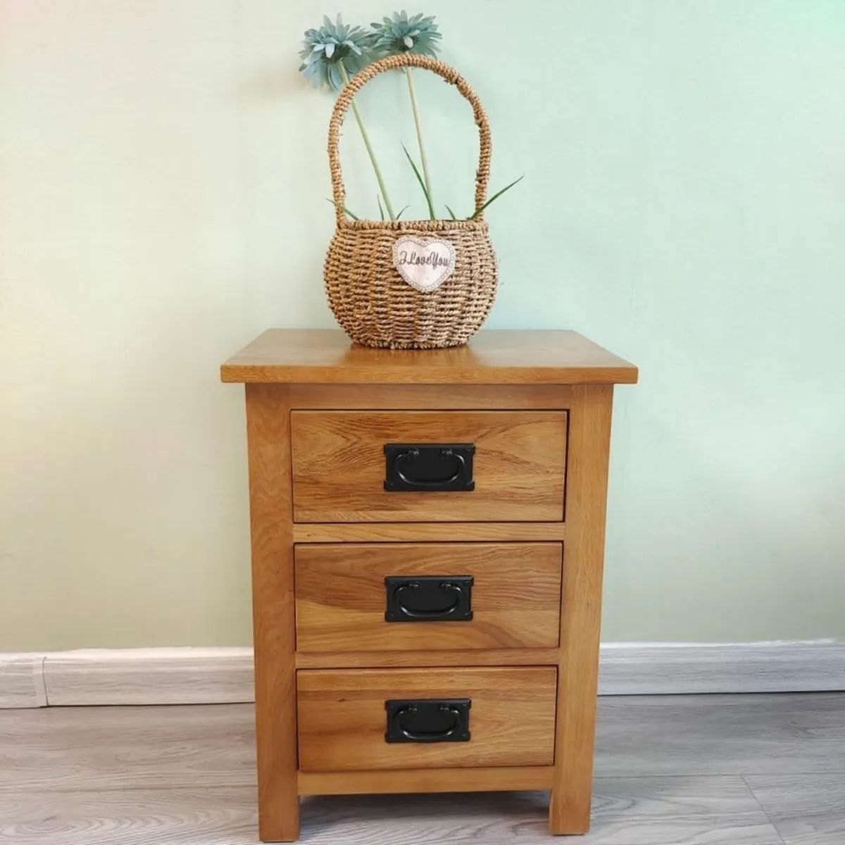 3 Drawers Simple Bedside Table Cabinet Modern - Image 2