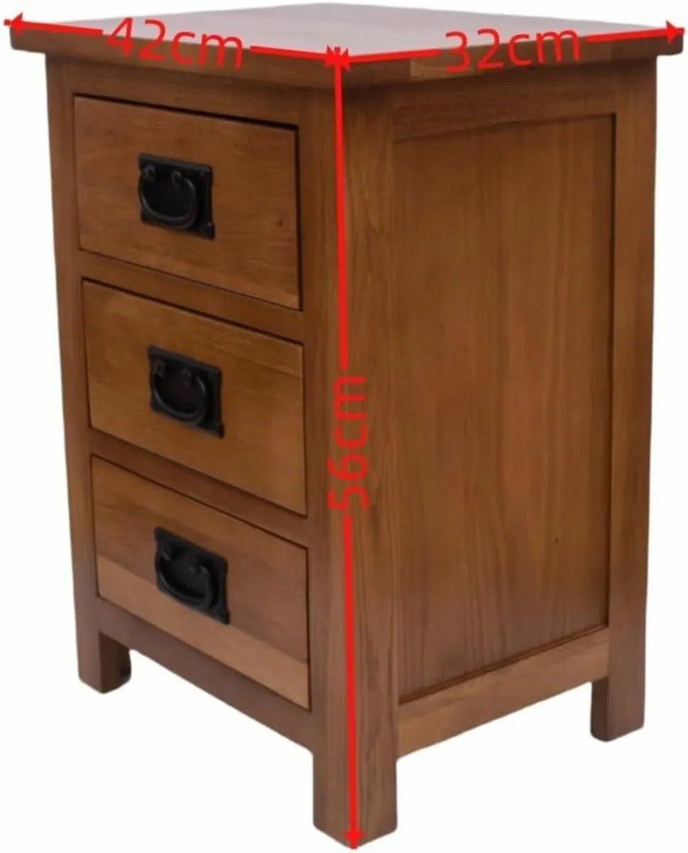 3 Drawers Simple Bedside Table Cabinet Modern - Image 3