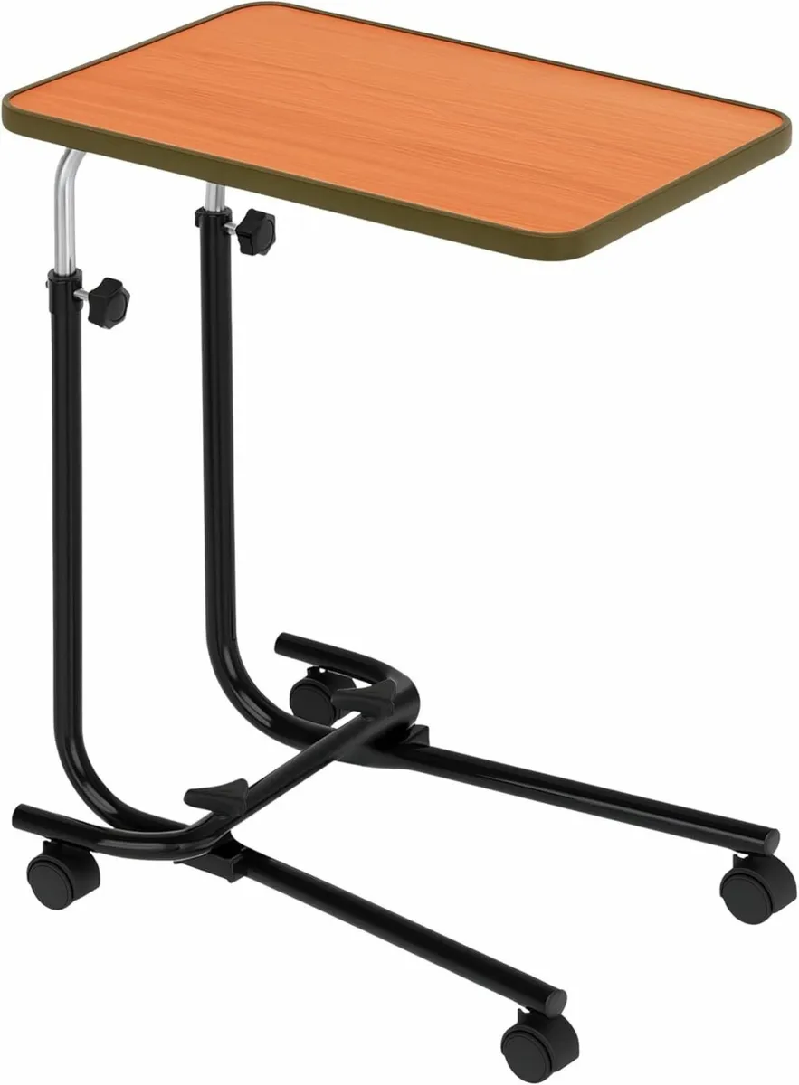 Over Bed Table with Wheels – Adjustable Hospital - Image 1