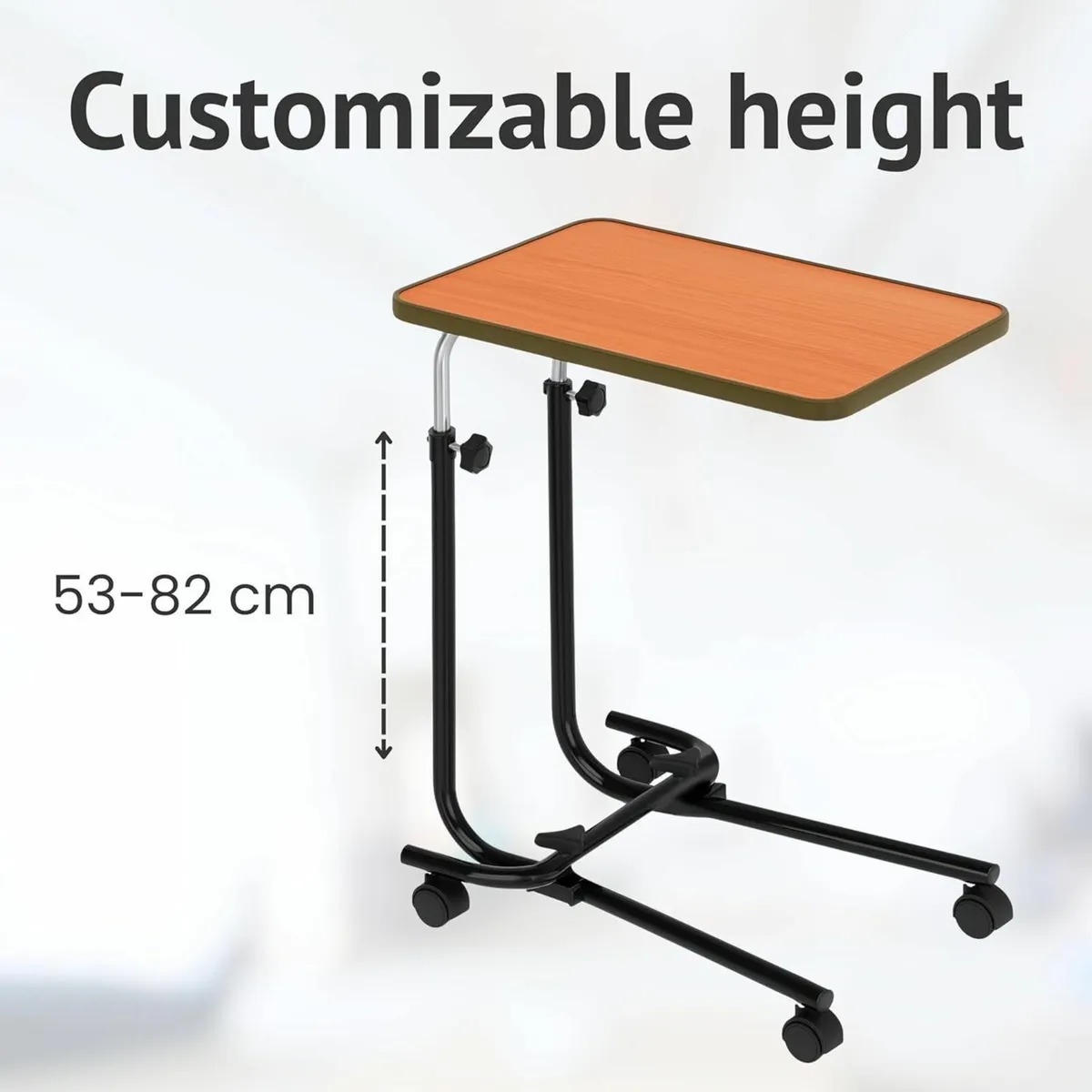 Over Bed Table with Wheels – Adjustable Hospital - Image 2