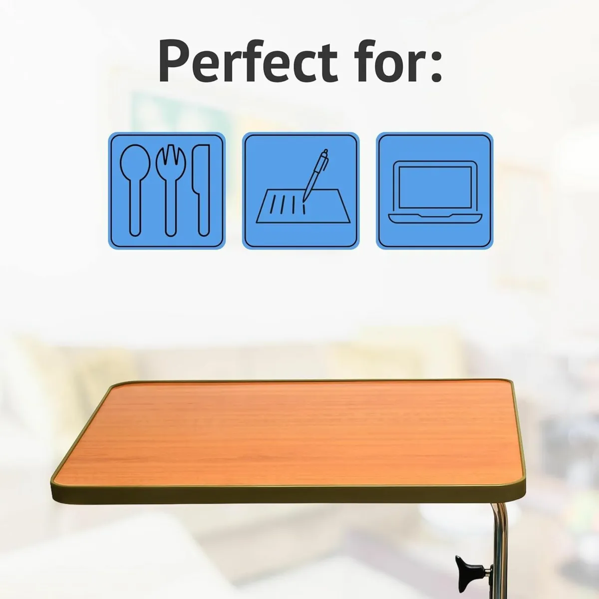 Over Bed Table with Wheels – Adjustable Hospital - Image 4