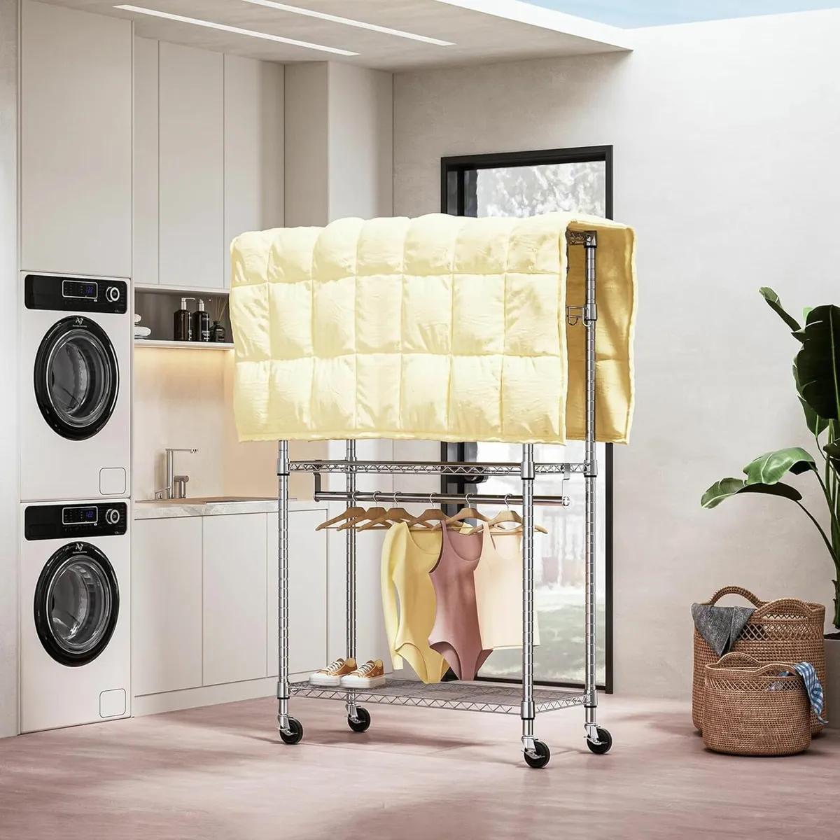 Heavy Duty Rolling Garment Rack 3 Tiers Adjustable - Image 4