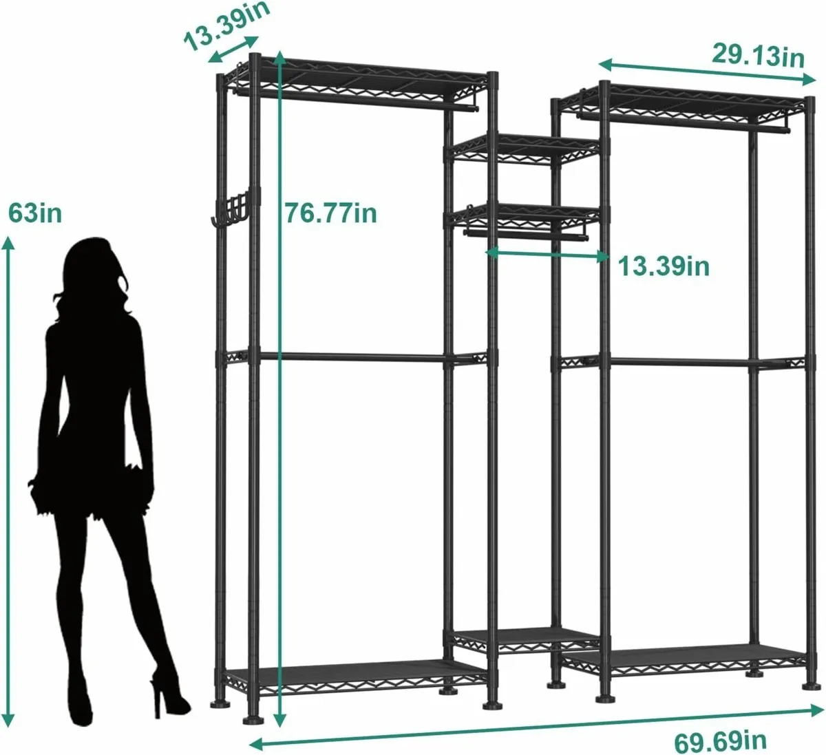 Clothes Rail Rack for Hanging Adjustable Closet - Image 2