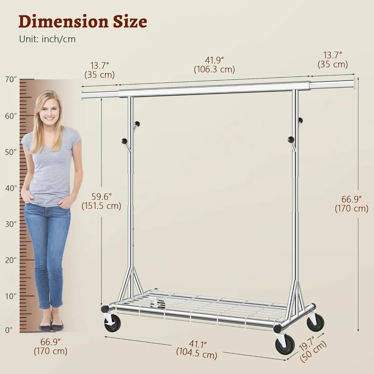 Clothes Rail Heavy Duty Extendable Adjustable - Image 3