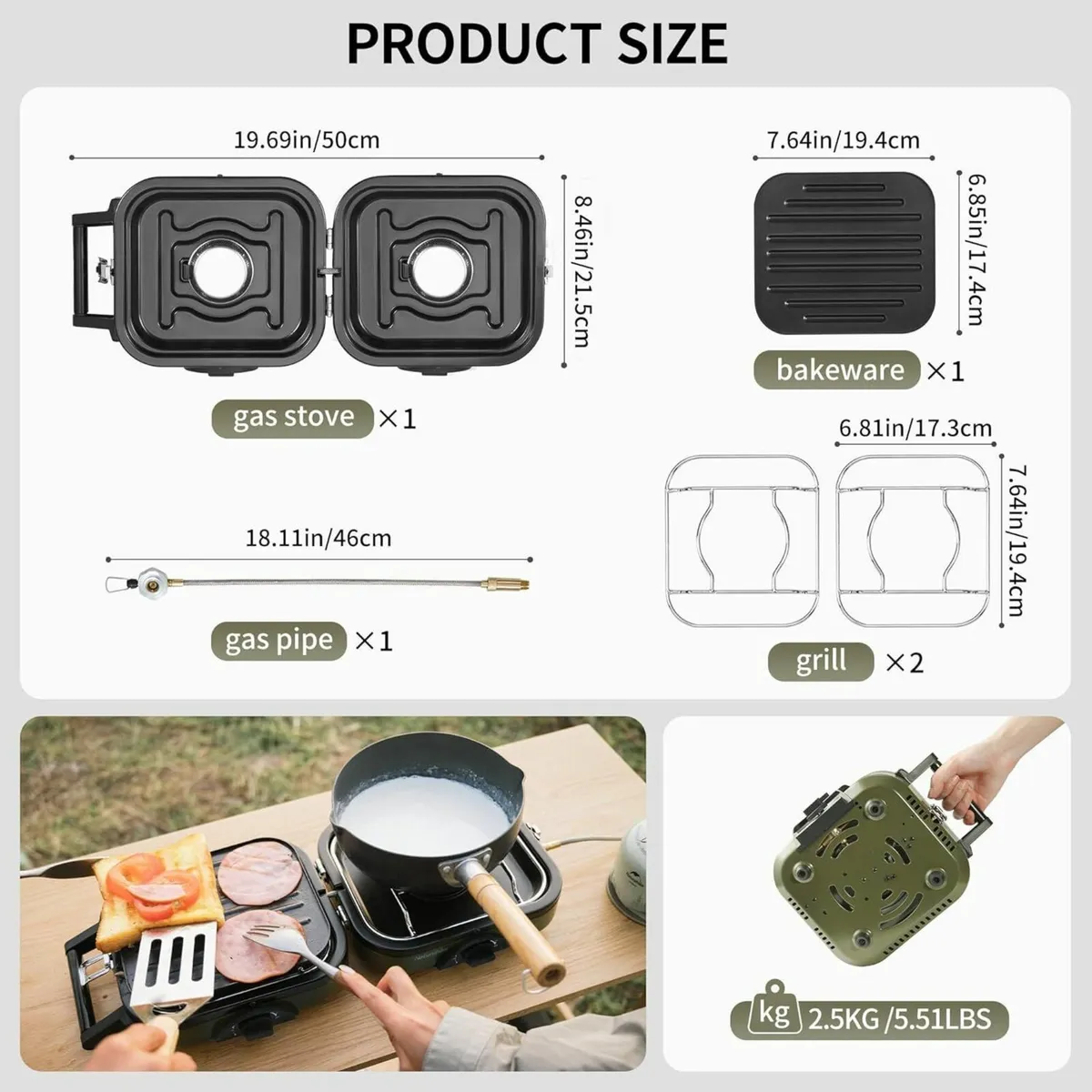 Outdoor Camping Gas Stove Foldable 2 in 1 Burner - Image 3