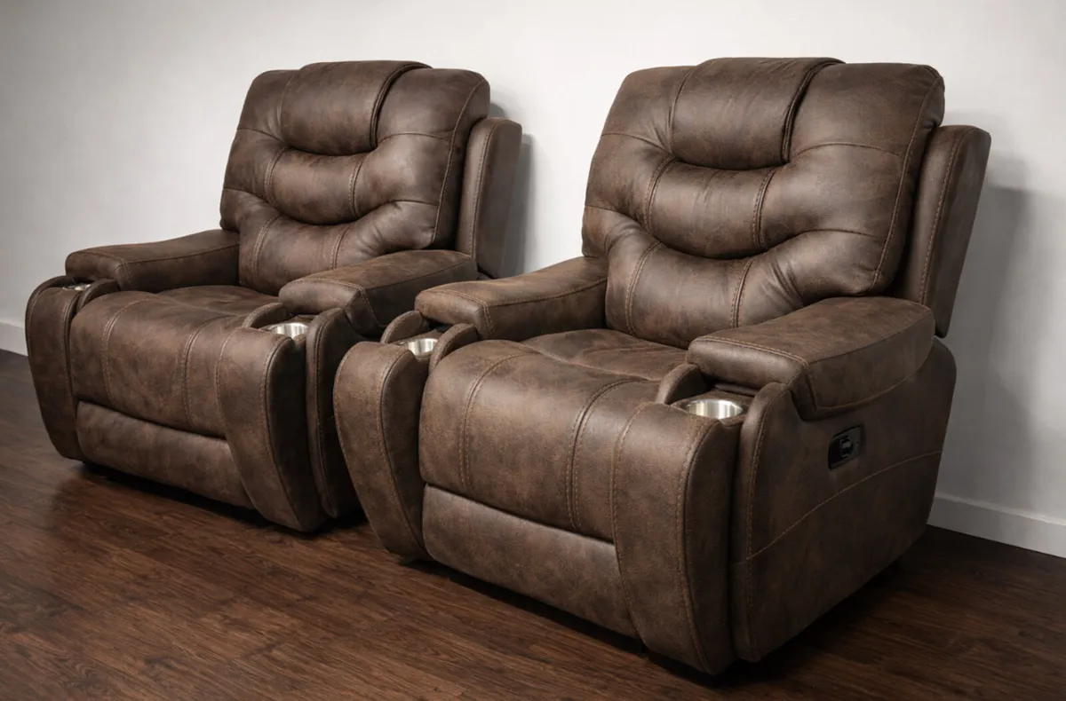 New Brown Carlton Recliner Sofas - Image 3