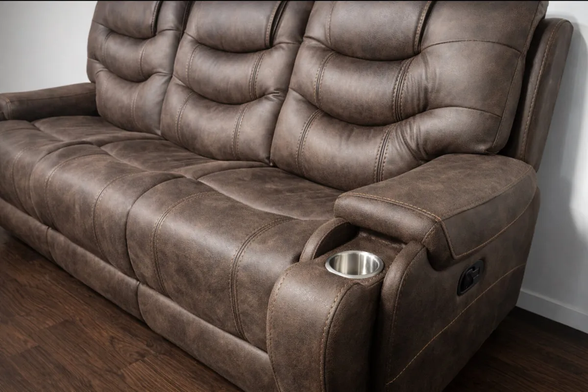 New Brown Carlton Recliner Sofas - Image 4