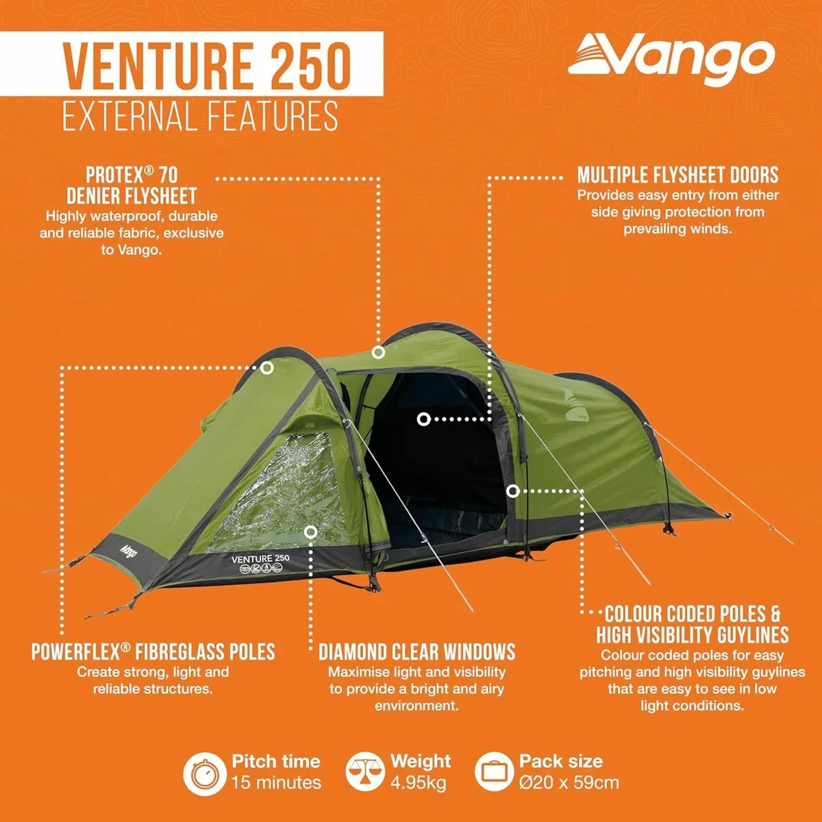 Venture 250 2 ManTunnel Tent - Image 4
