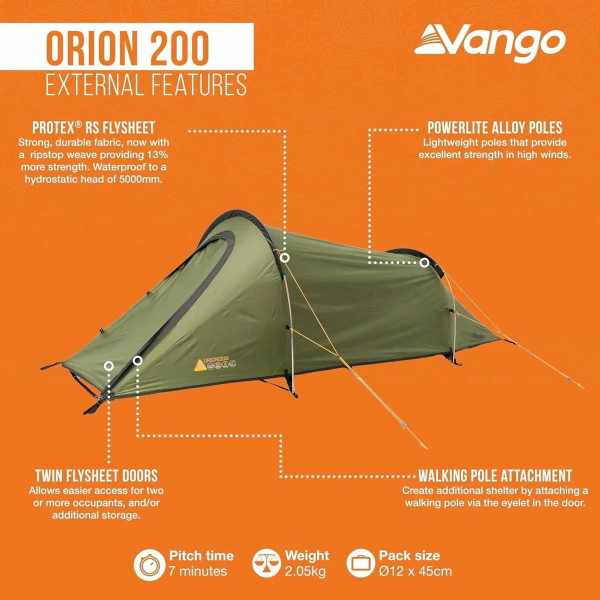 Unisex Orion Tunnel Trekking Tent Pine Size 200 - Image 4