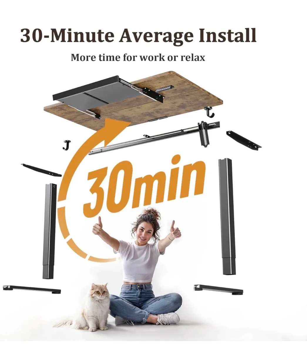 Electric Standing Desk with Drawer, 120 x 60 cm He - Image 2