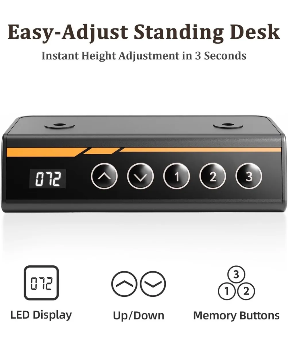 Electric Standing Desk with Drawer, 120 x 60 cm He - Image 3