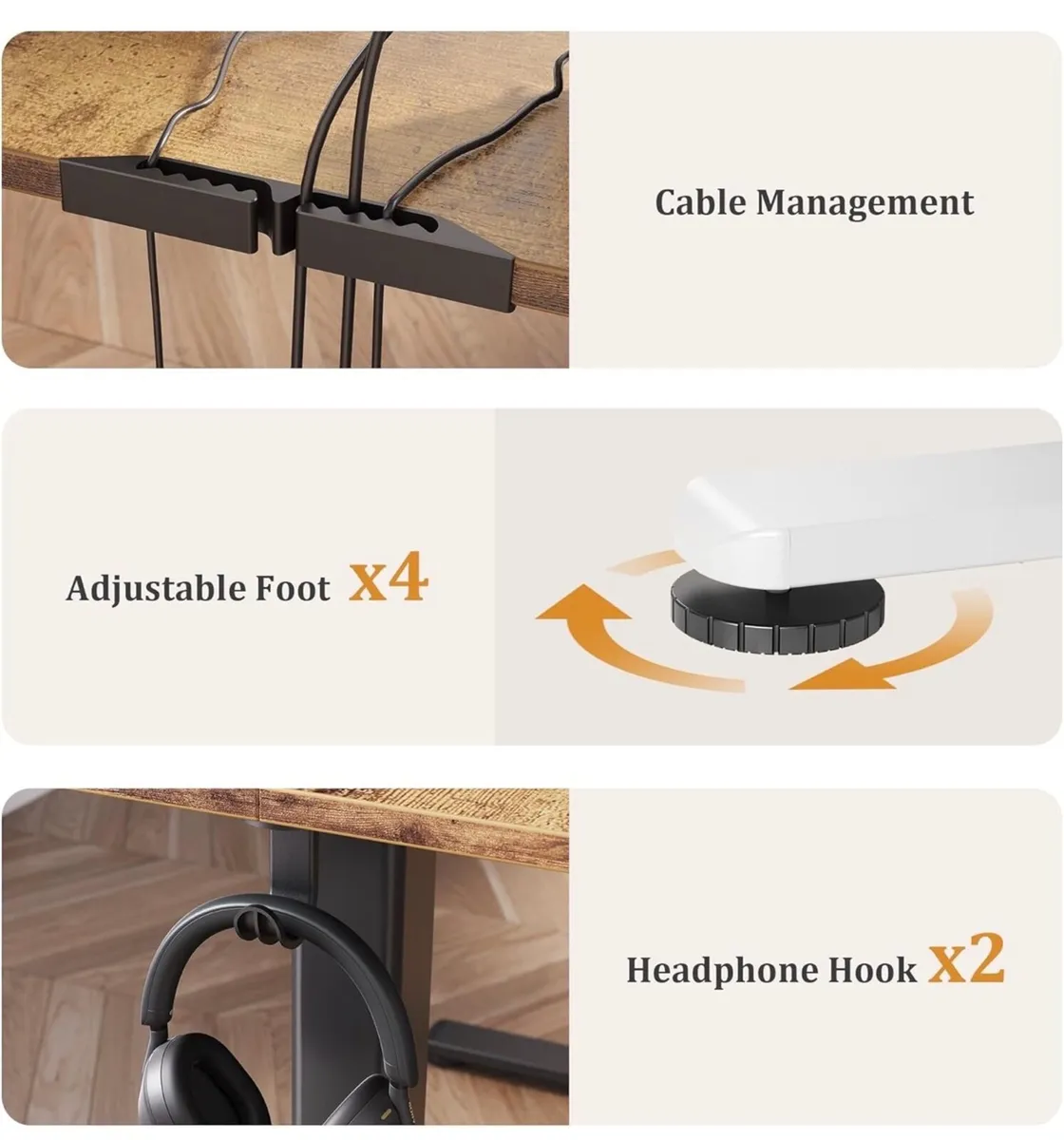 Electric Standing Desk with Drawer, 120 x 60 cm He - Image 4