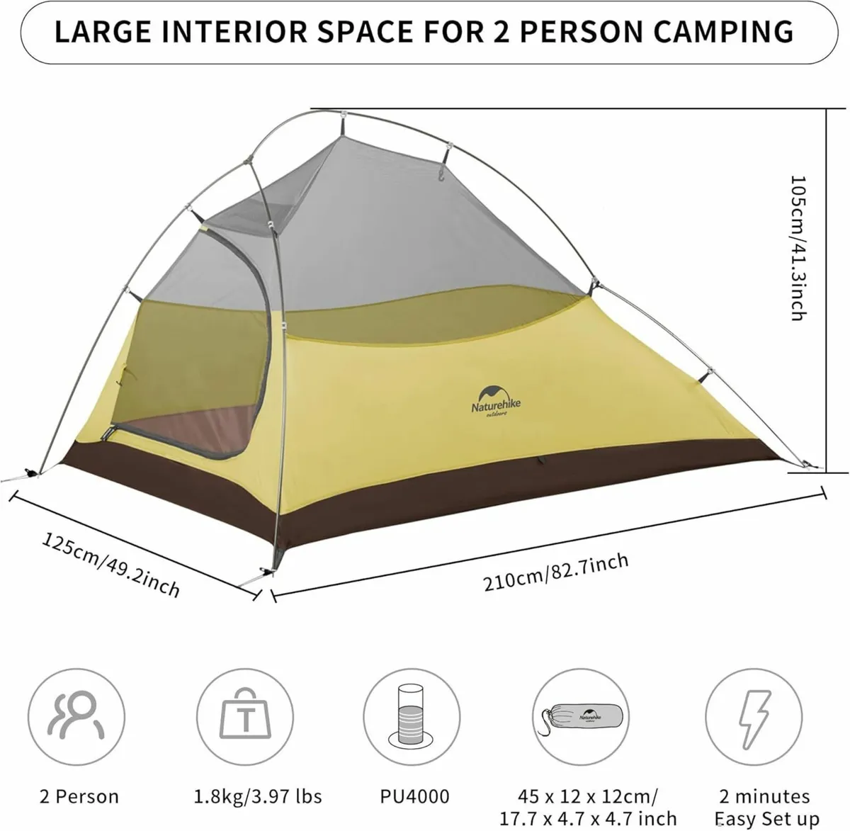 Cloud Up 2 Upgrade Camping Tent Person 3-4 Season - Image 2