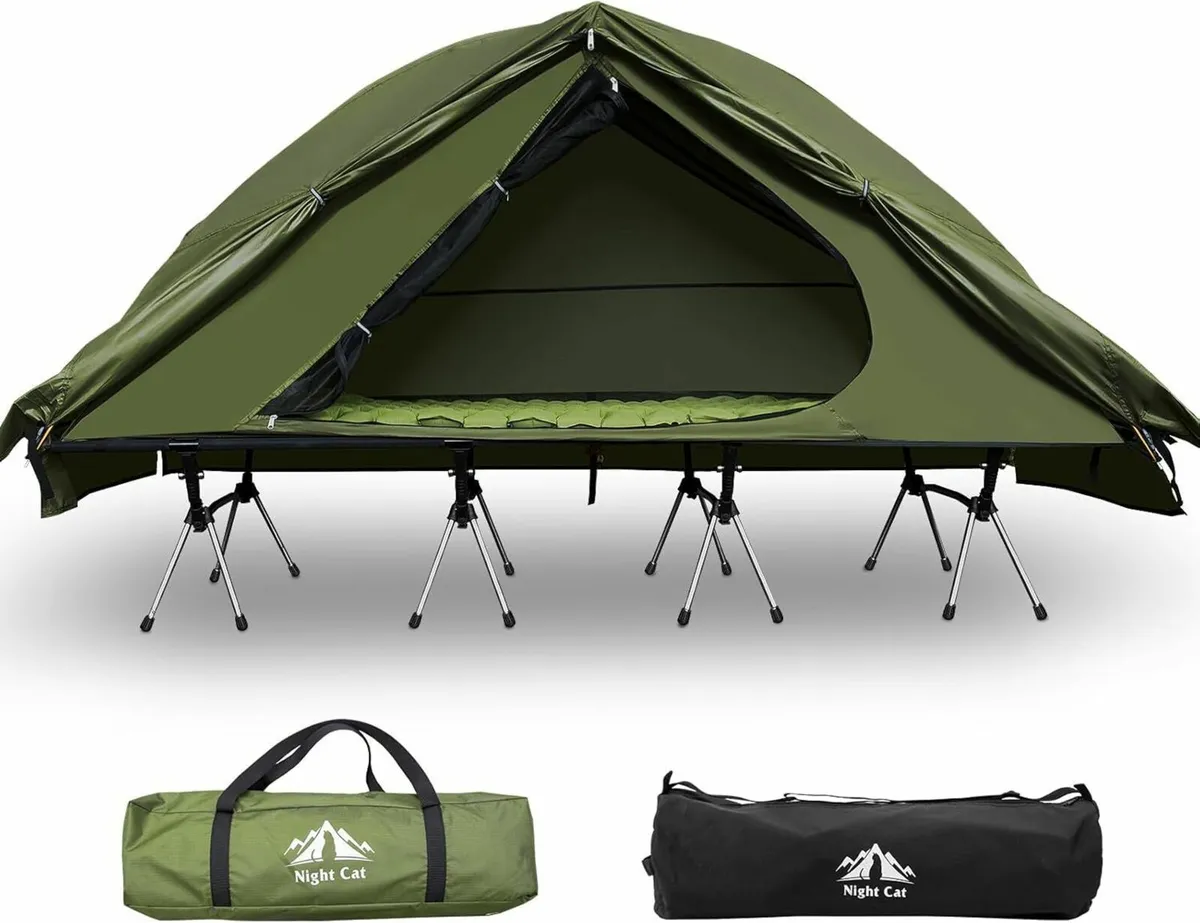 1 Man Tent Waterproof: Elevated with Camp Bed for - Image 1
