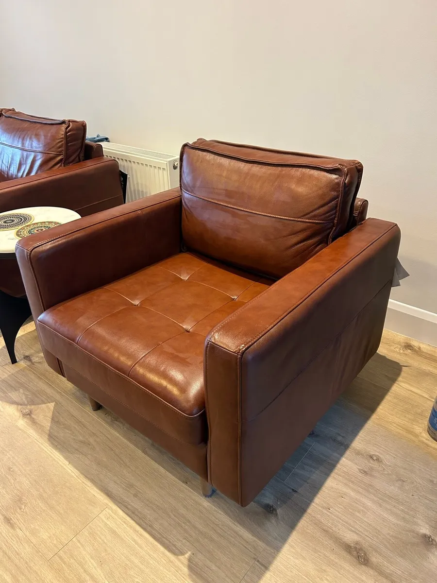 Leather sofa & arm chair - Image 2