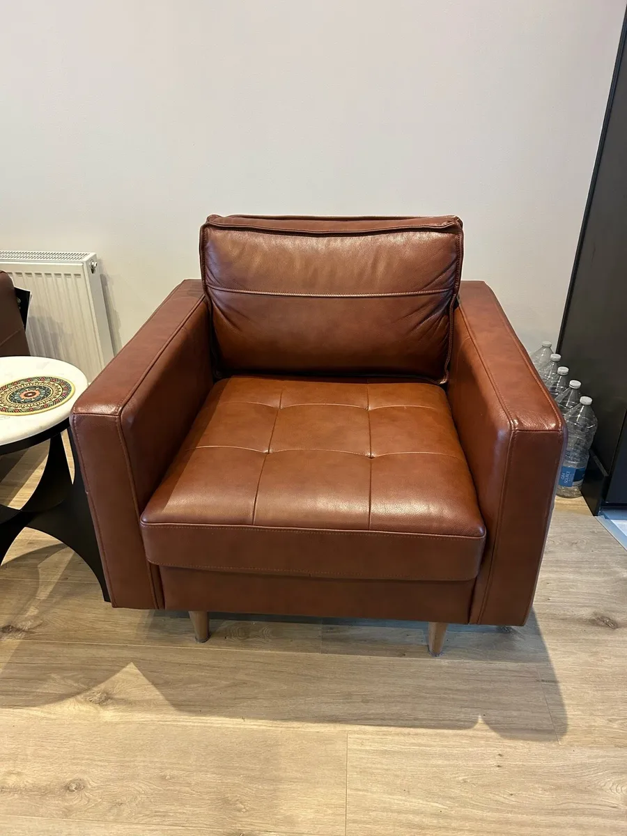 Leather sofa & arm chair - Image 3