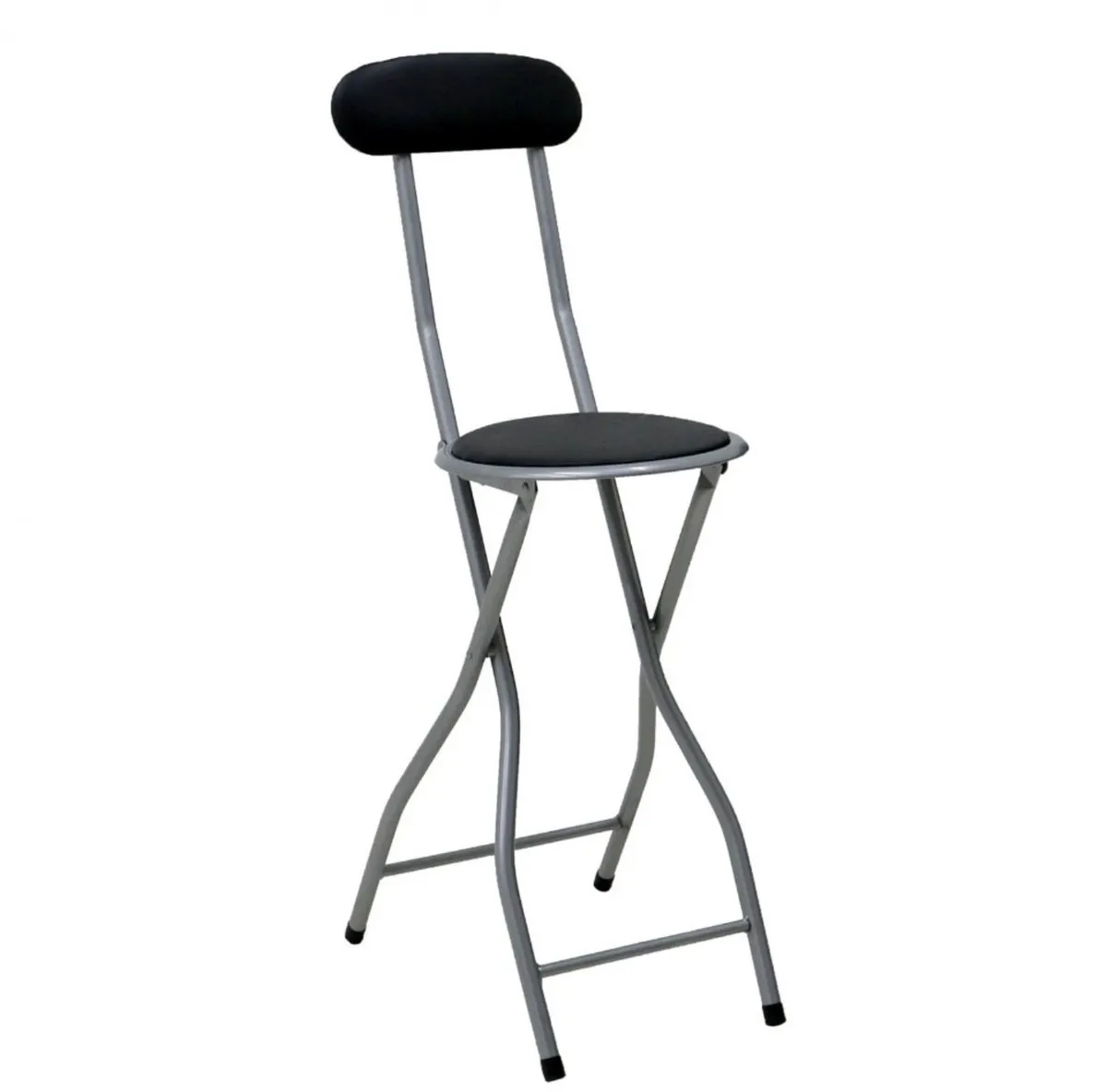 Black Padded Folding Breakfast Kitchen Bar Stool - Image 1
