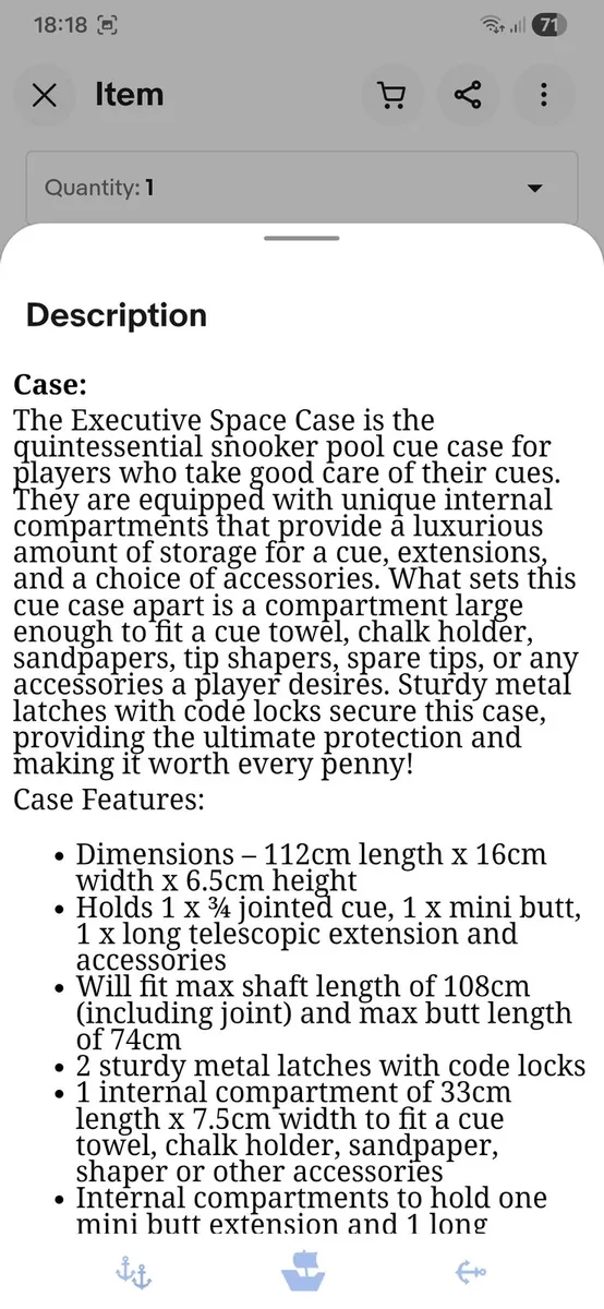 Ash Snooker cue  in 4 piece case set - Image 2