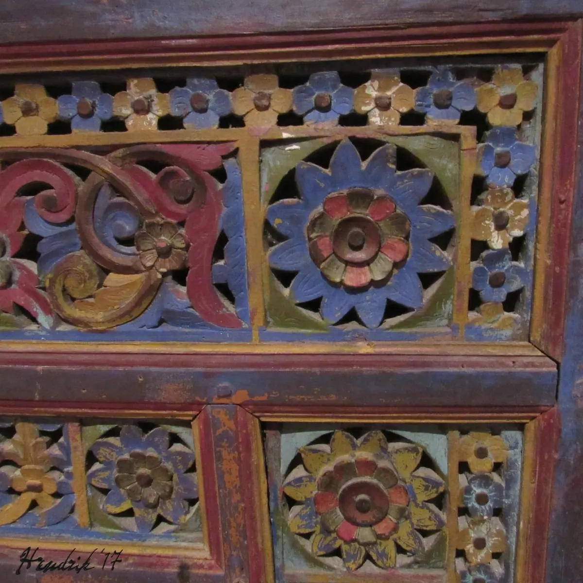 Antique Hand-Carved Polychrome Architectural Panel - Image 3