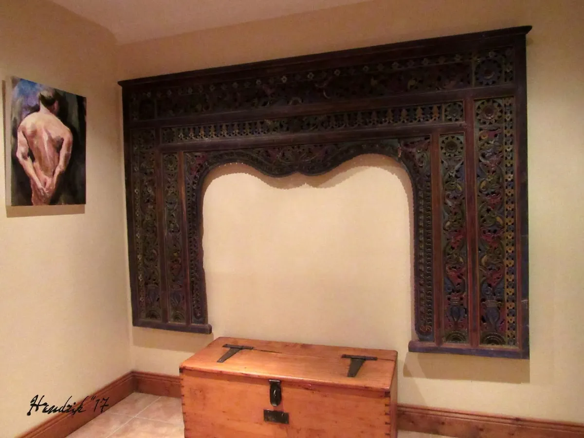 Antique Hand-Carved Polychrome Architectural Panel - Image 1