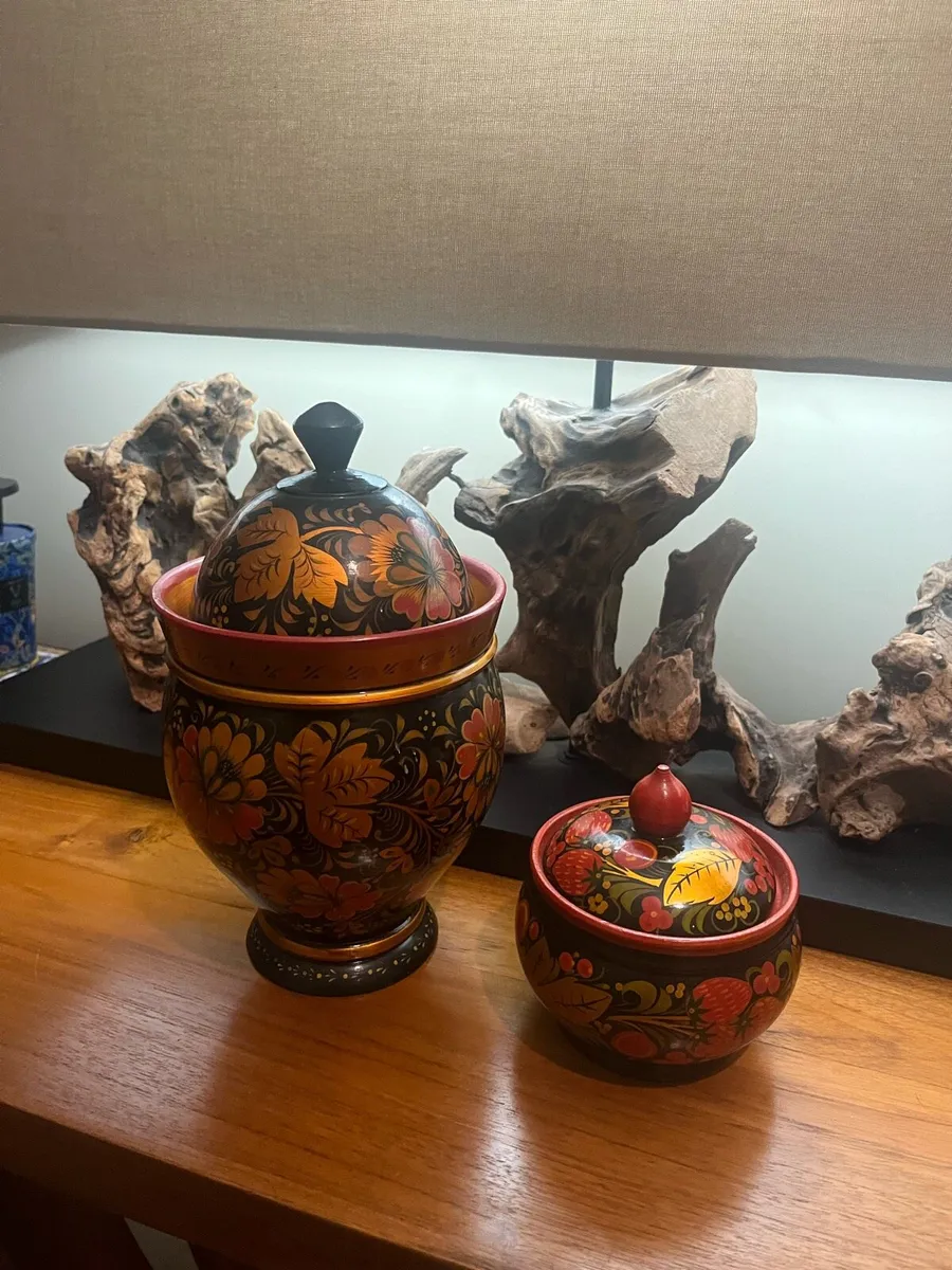 Vintage Khokhloma Tea & Sugar Jars - Image 2