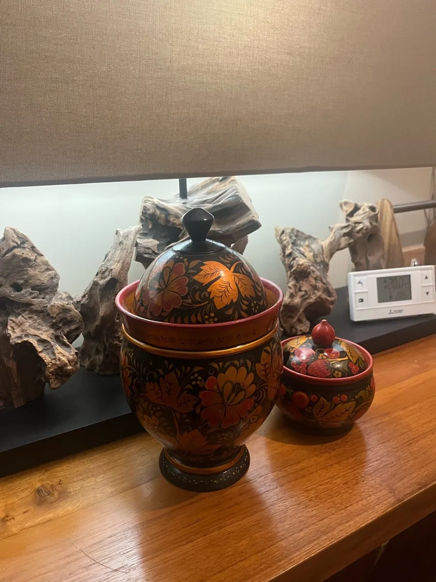 Vintage Khokhloma Tea & Sugar Jars - Image 3