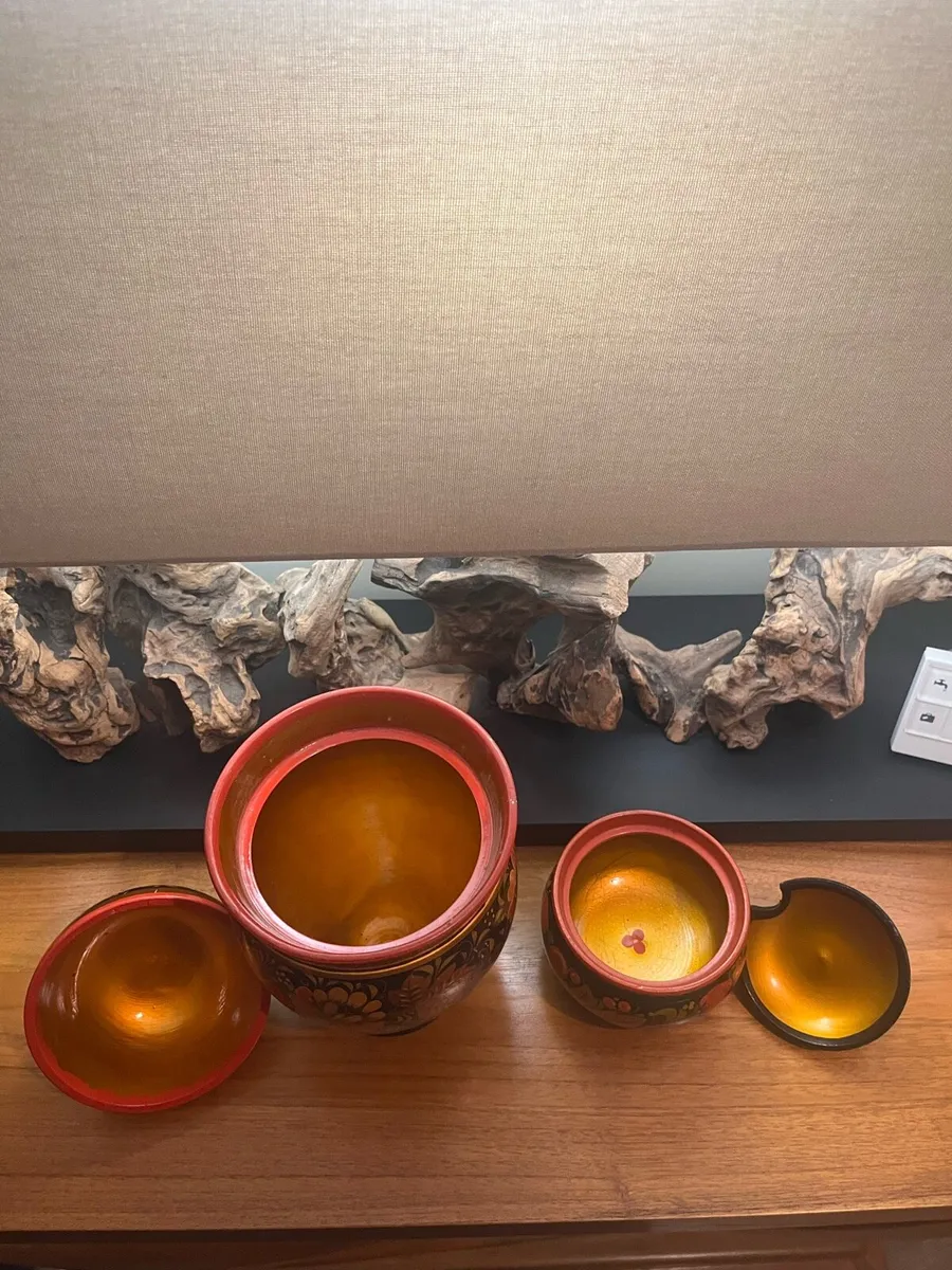 Vintage Khokhloma Tea & Sugar Jars - Image 4