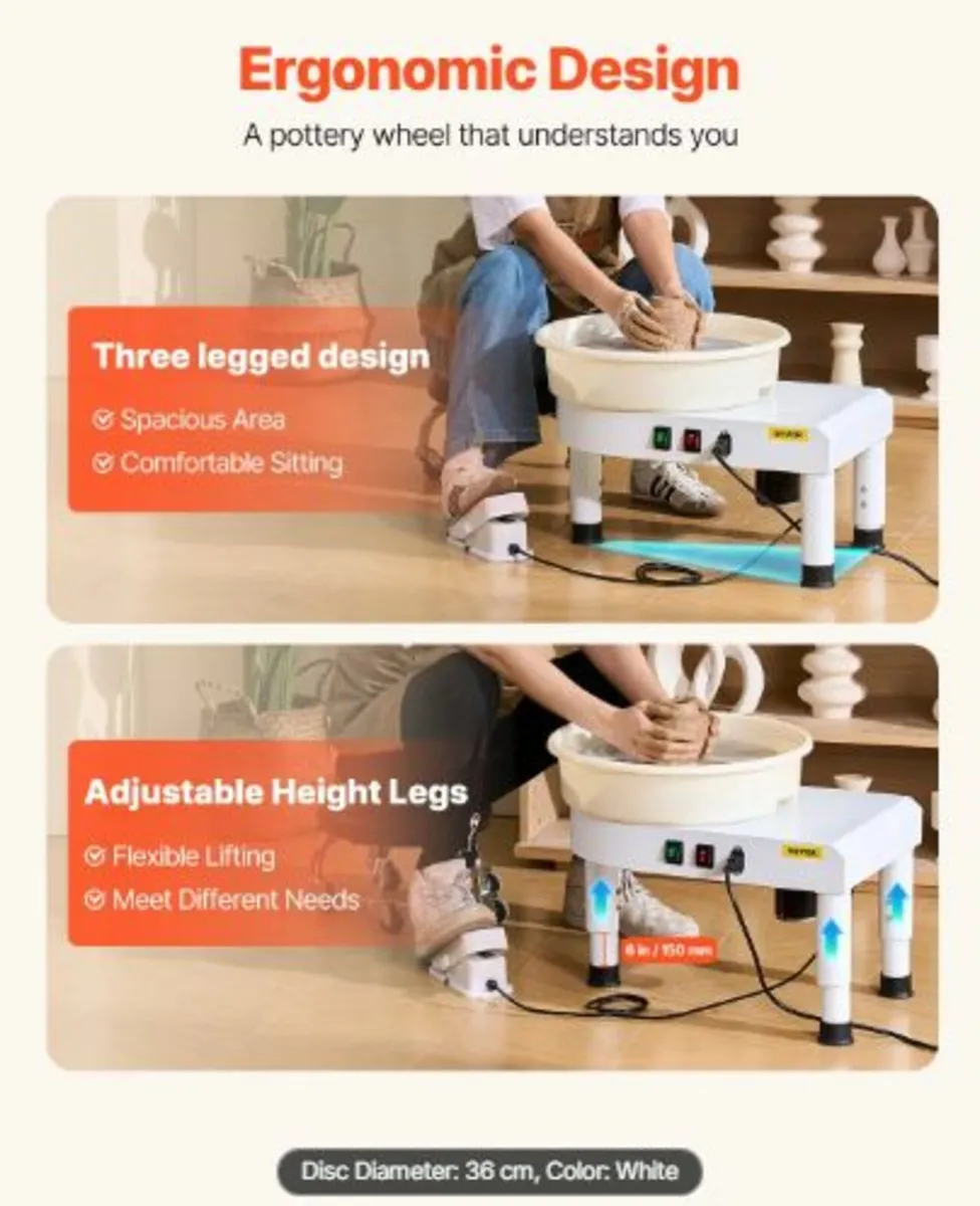 Pottery Wheel, 35 cm Ceramic Wheel Forming Machine - Image 2