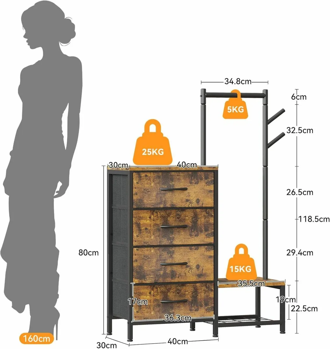 3 in 1 Chest of Drawers Bedroom Including 4 - Image 3