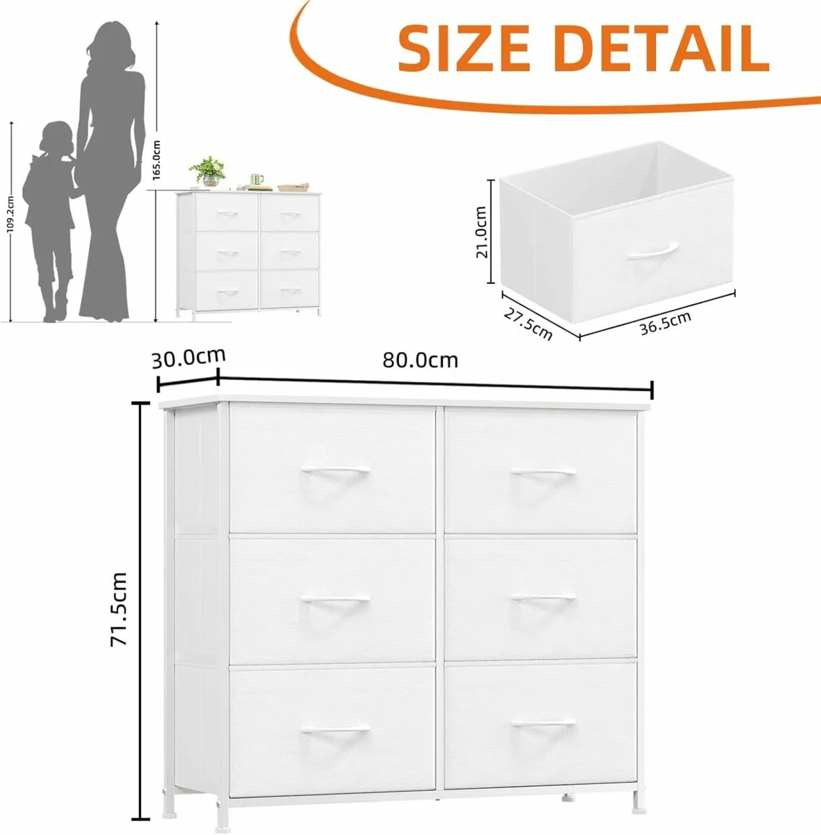 Chest of Drawers for Bedroom with 6 Wide Storage - Image 3