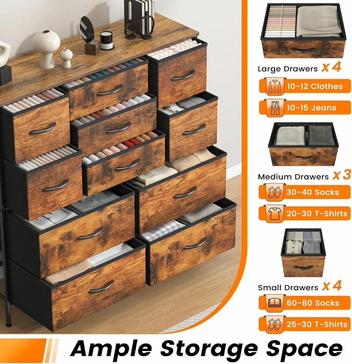 Chest of Drawers Bedroom Tall Dresser with 11 - Image 3