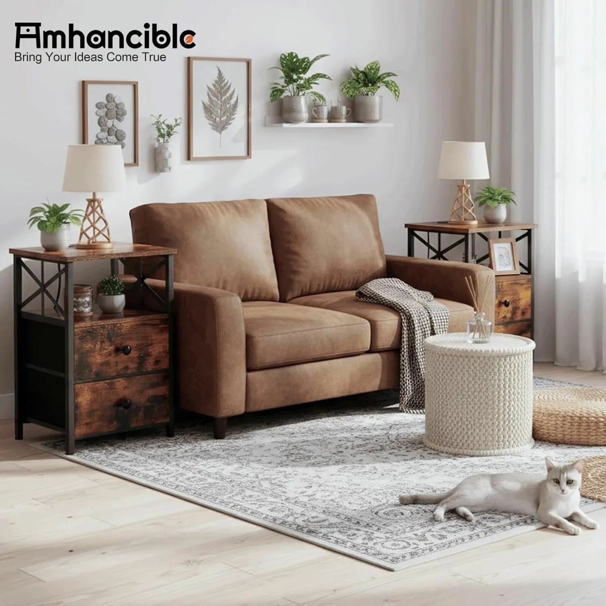 Bedside Table with Charging Station Cabinet Set - Image 4