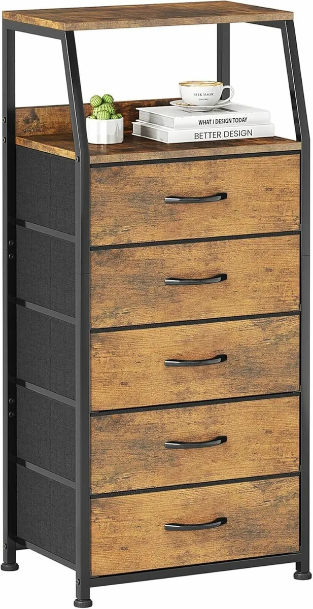 Chest of Drawers Bedroom with 5 Tall Fabric - Image 1